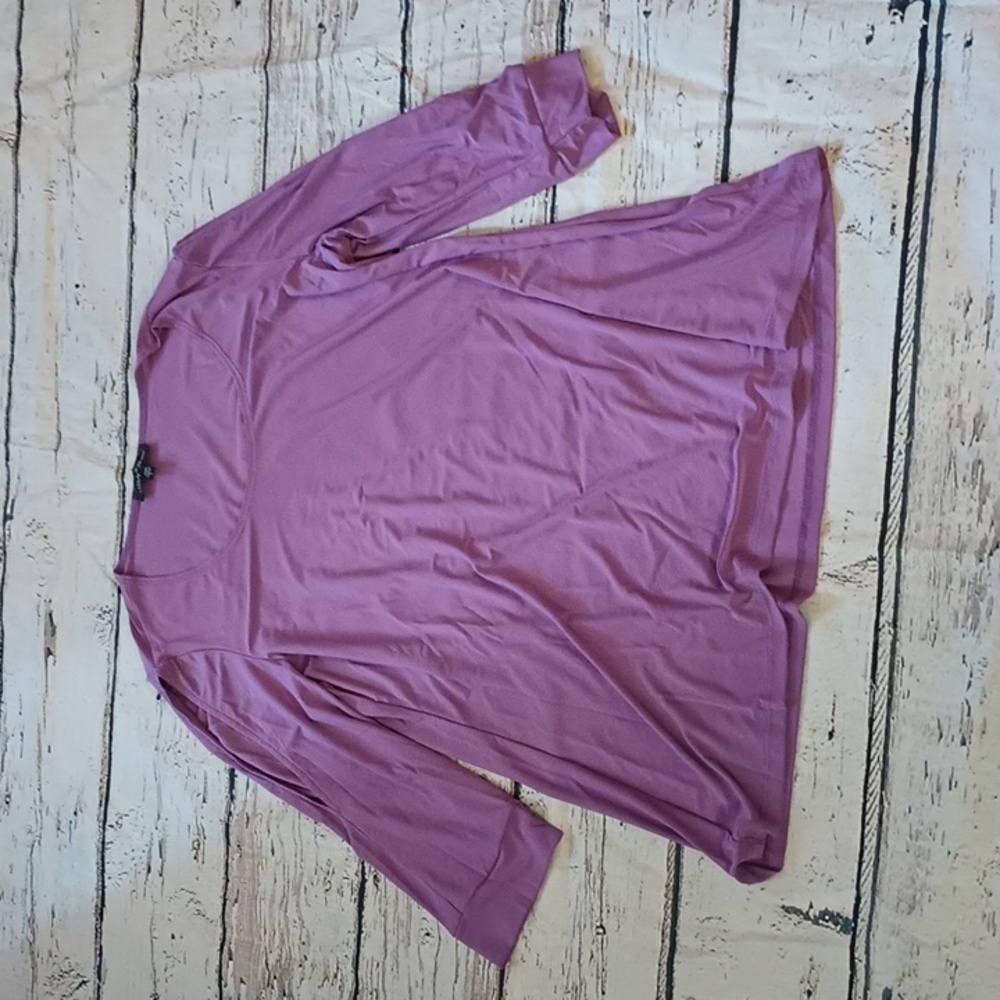 Slinky Brand Light Purple Cutout Sleeve Tunic Top L Made in USA